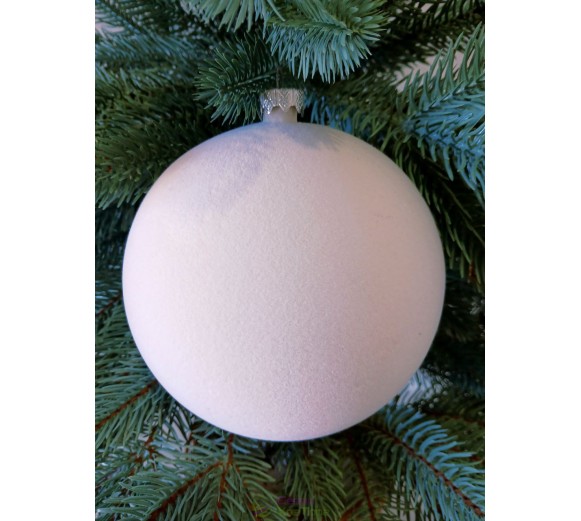 Новорічна куля "Оксамит" Ø130мм біла